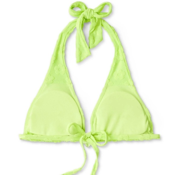 Women's Daisy Textured Ring Front Triangle Bikini Top - Wild Fable Green - Picture 6 of 6